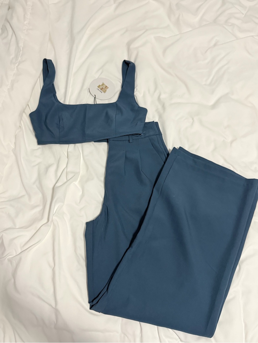 princess polly blue huxley top + pants set